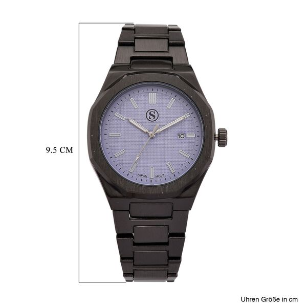 STRADA - Armbanduhr mit japanischem Uhrwerk und Datumsanzeige, Legierungsgeh&auml;use  Sandstrahleffekt, bicolor, Schwarz image number 7