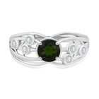 Nat&uuml;rlicher Chromdiopsid, Moissanit Ring 925 Silber rhodiniert (Gr&ouml;&szlig;e 20.00) ca. 1,09 ct