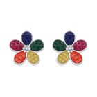 Quarzit, Orange Zirkonia Ohrringe 925 Silber rhodiniert