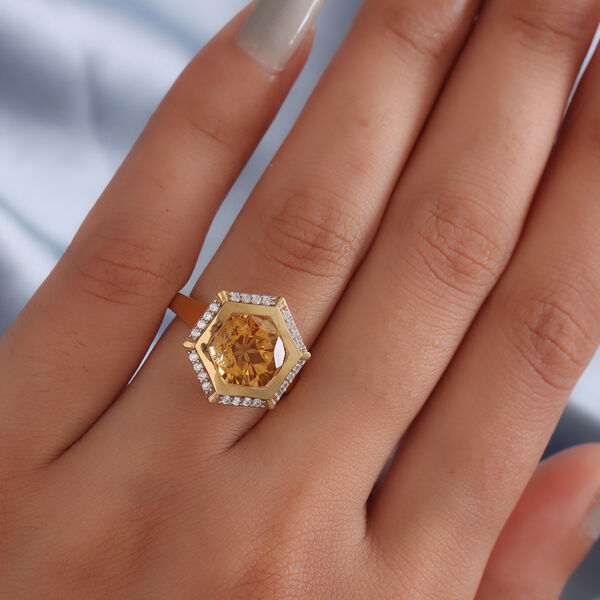 Citrin und Zirkon Ring 925 Silber vergoldet  ca. 4,33 ct image number 3