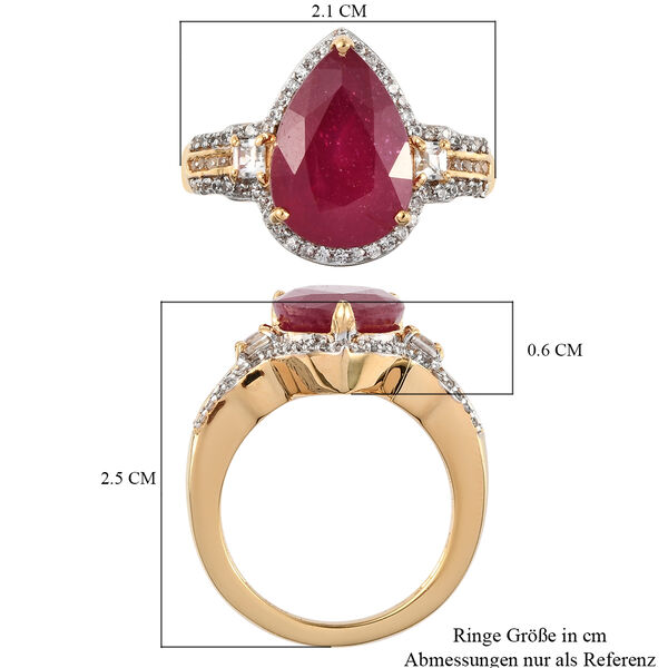 Afrikanischer Rubin und Zirkon-Ring, (Fissure gef&uuml;llt), 925 Silber vergoldet image number 7