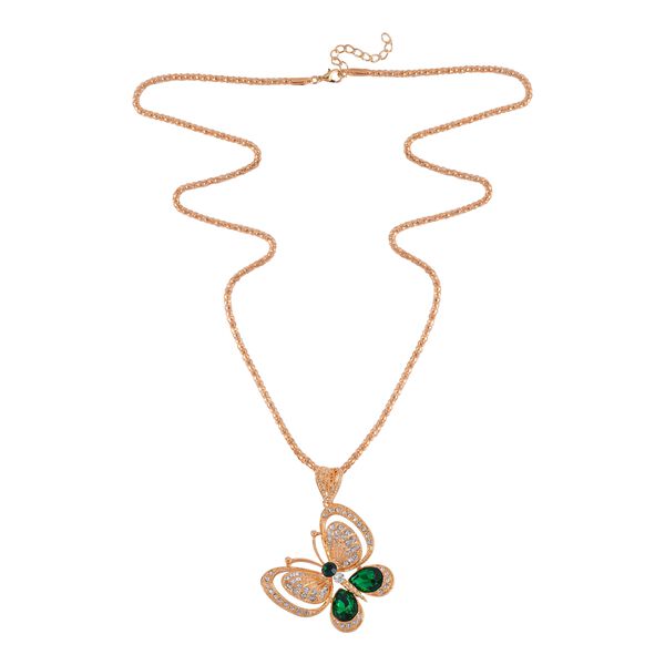 Neongr&uuml;ner Kristall, Wei&szlig;er Kristall Halskette ca. 70 cm  Std Gelb image number 5