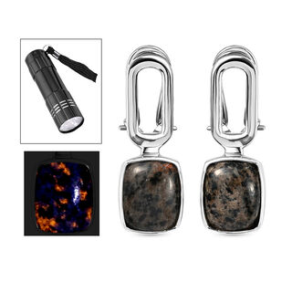 Natürliche Yooperlith-Ohrringe, 925 Silber platiniert ca. 5.80 ct