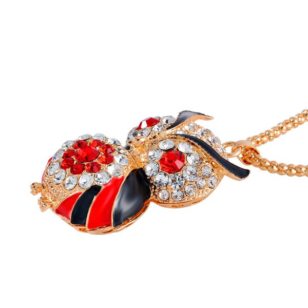 Roter Kristall, Wei&szlig;er Kristall Halskette ca. 70 cm  emailliert image number 3