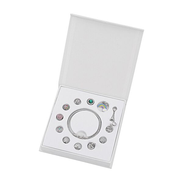 Designer inspiriertes Schlangen-Gliederarmband mit 12 Charme - 19+5cm image number 4