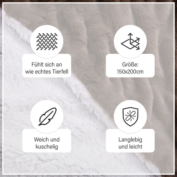 Serenity Night: Luxusdecke aus Kunstfell, Größe 150x200 cm, Braun image number 14