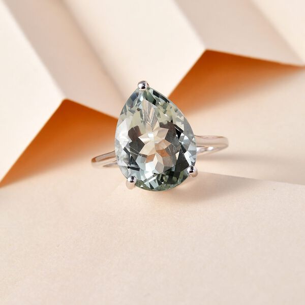 Grüner Amethyst Ring, 925 Silber platiniert (Größe 18.00) ca. 7,53 ct image number 2