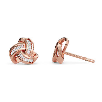 Liebesknoten Champagner Diamant Ohrstecker, 925 Silber mit Ros&eacute;gold Vermeil - 0,25 ct.