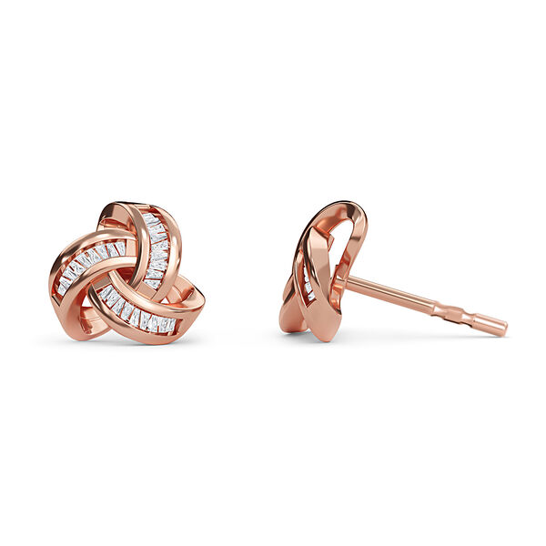 Liebesknoten Champagner Diamant Ohrstecker, 925 Silber mit Ros&eacute;gold Vermeil - 0,25 ct. image number 4