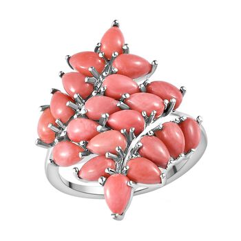 Oregon Pfirsich Opal-Cluster-Ring, 925 Silber platiniert, 3,40 ct