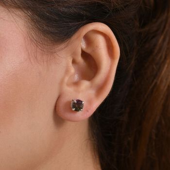 Wassermelonen Triplett Quarz Ohrringe, 925 Silber platiniert - 4,56 ct.