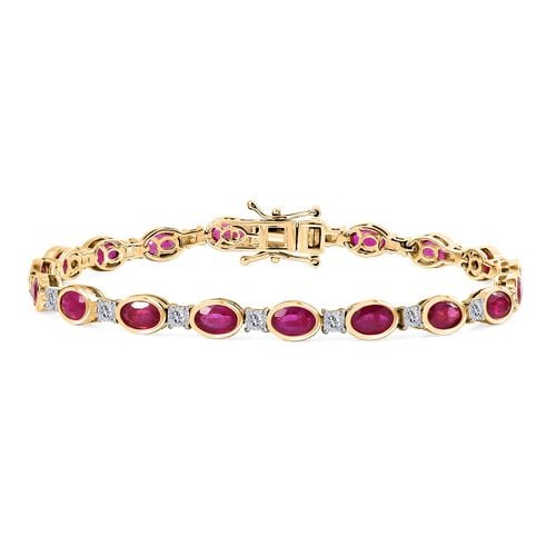 Königlicher Glamour- D'Joy Afrikanischer Rubin (Fissure gefüllt), Moissanit Armband ca. 19 cm 925 Silber Rhodiniert und 750 Gelbgold Vermeil ca. 13.41 ct image number 0