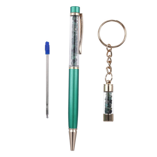 Premium Kollektion: Smaragd Kugelschreiber mit zusätzlicher Mine und Schlüsselanhänger image number 7
