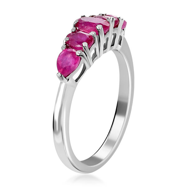 Fissure gefüllt Rubin 5 Stein Ring 925 Silber Platin-Überzug image number 5