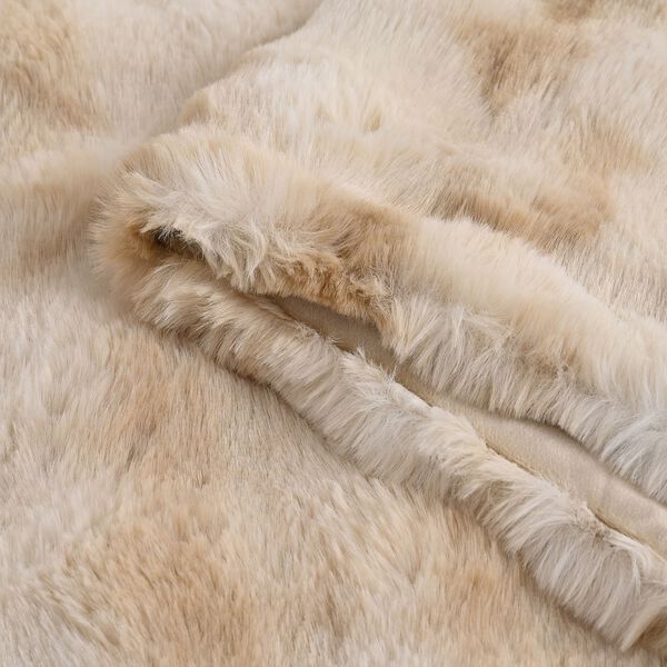 LIVMORE - Doppel-Layer-Kunstfell-Decke mit Mikromink-Rückseite, 150x200 cm, Beige image number 4