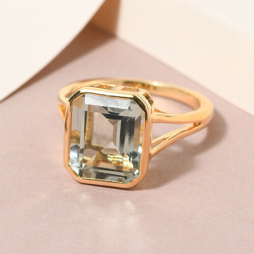 Prasiolith Solitär Ring in Silber, 4,19 ct. image number 1