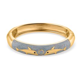 Emaille-Armreif mit Fischmotiv, Hellblau, ca. 18,5 cm