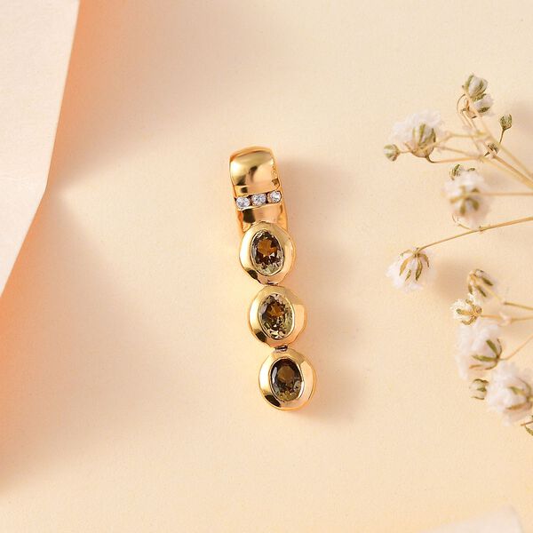 AA Nat&uuml;rlicher goldener Tansanit und Zirkon Anh&auml;nger - 0,64 ct. image number 2