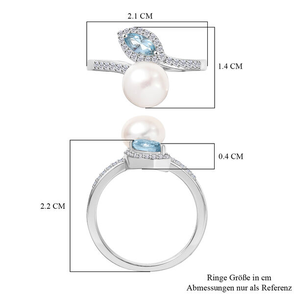 EverTrue S&uuml;&szlig;wasser Perle, himmelblauer Topas und Zirkon Ring image number 6