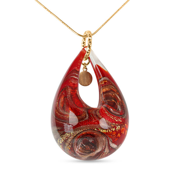 IL MURANO DI FRANCESCA - Rotes DROP Anh&auml;nger 925 Silber 750 Gelb Vergoldet