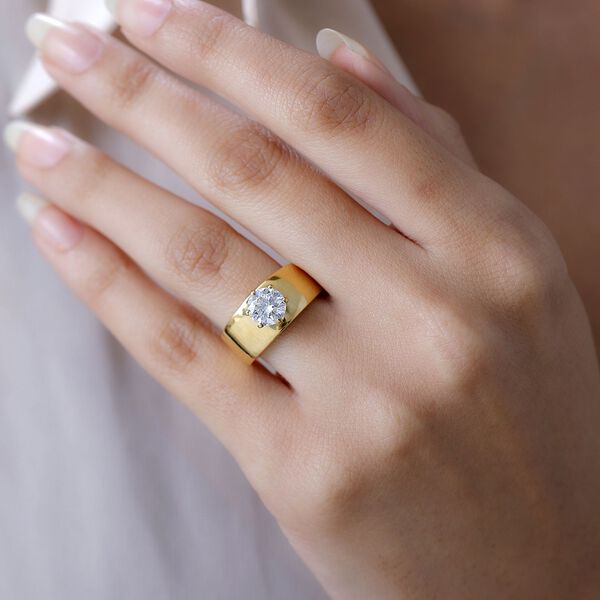 Moissanit Ring, 925 Silber Gelbgold Vermeil, (Gr&ouml;&szlig;e 17.00) ca. 1.18 ct image number 9