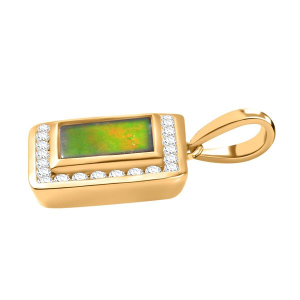 Ammolit, Weißer Zirkon Anhänger 925 Silber 750 Gelbgold Vermeil ca. 2,74 ct. image number 4