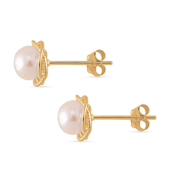 Weiße Süßwasser Perle Ohrringe 925 Silber vergoldet image number 4