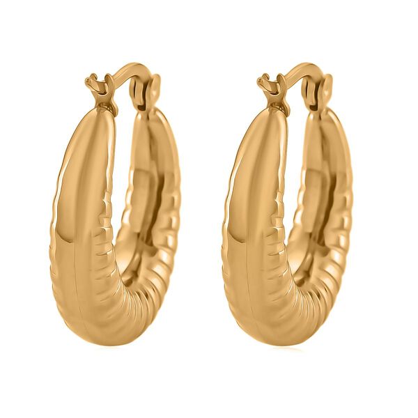 Gehämmerte Creolen, Reiner Edelstahl, goldfarben image number 4