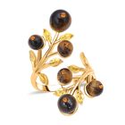 Gelbes Tigerauge und mehrfarbiger Kristall-Ring, (Gr&ouml;&szlig;e 16.50)