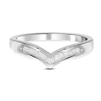 Wishbone Diamant-Ring in platiniertem Silber - 0,17 ct.