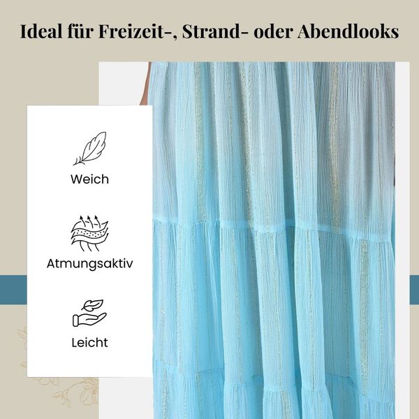 Maxikleid aus Viskose-Crepe mit Lurex, Einheitsgröße, Seegrün image number 3