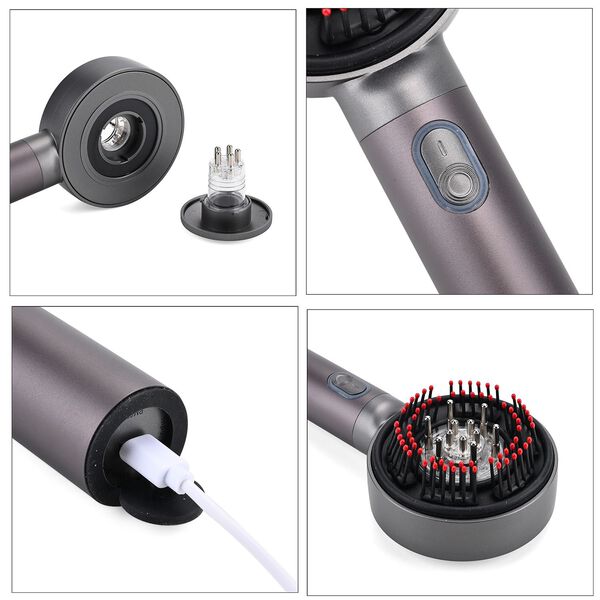 BEAUTECH Kopfhaut-Massagebürste mit rotem Therapielicht und 3 Massagestufen, 22x8,5x6 cm, Silber image number 7