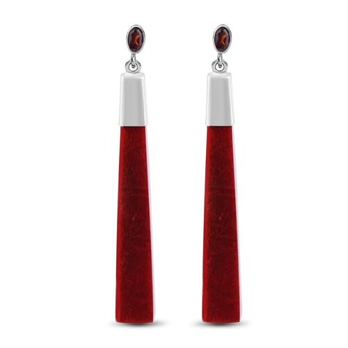 Rote Koralle, Roter Granat Ohrringe 925 Silber ca. 12,60 ct. image number 0