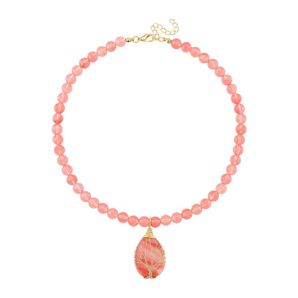 Kirsche Quarz Halskette, ca. 45 cm + 5 cm extender, vergoldet ca. 230.00 ct image number 3