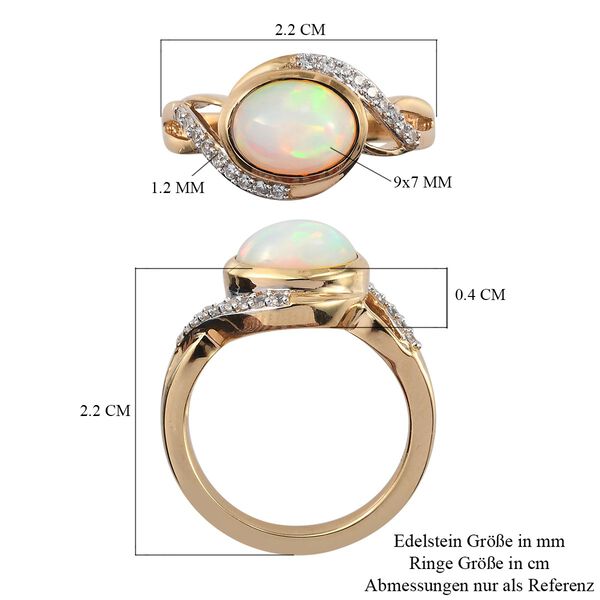 Natürlicher, äthiopischer Opal und Zirkon-Bypass-Ring in Silber image number 7