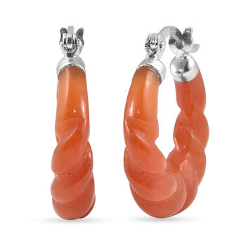 Gef&auml;rbte rote Jade Creolen 925 Silber rhodiniert ca. 17,50 ct