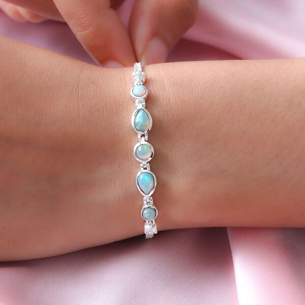 Nat&uuml;rliches, &auml;thiopisches Welo Opal-Armband, ca. 19 cm, 925 Silber ca. 1,58 ct image number 3