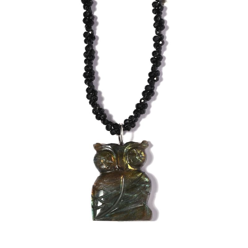 Labradorit und schwarze Spinell-Halskette, 50 cm - 115 ct. image number 0