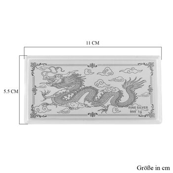 999er Silberfolie mit Drachenmotiv, 1 Gramm