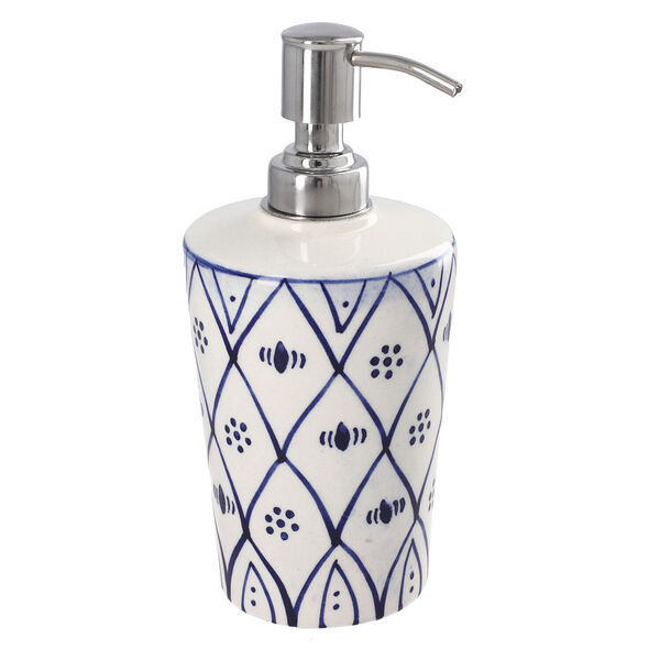 3er-Set Keramik-Zubeh&ouml;r f&uuml;r Badezimmer, Blau und Wei&szlig; image number 3