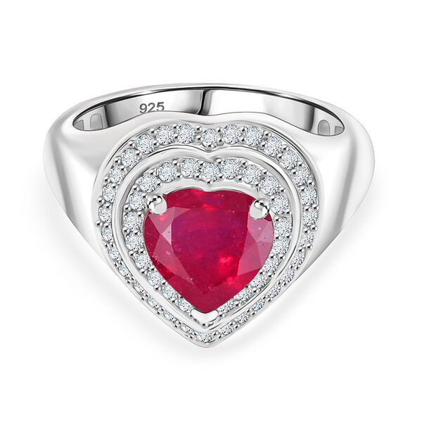 Afrikanischer Rubin  und Zirkon Ring - 3,24 ct.