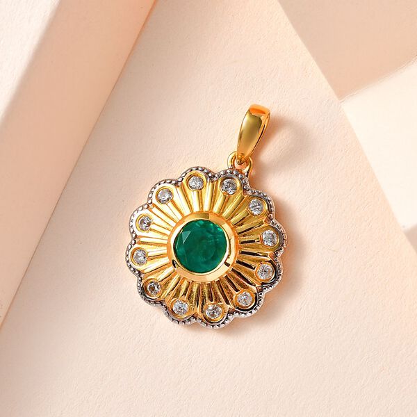 Smaragd Triplett Quarz und Zirkon Anh&auml;nger - 1,80 ct. image number 2