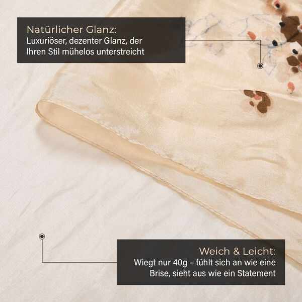 LA MAREY Schal aus 100 % Maulbeerseide, 195×110 cm, beige image number 3