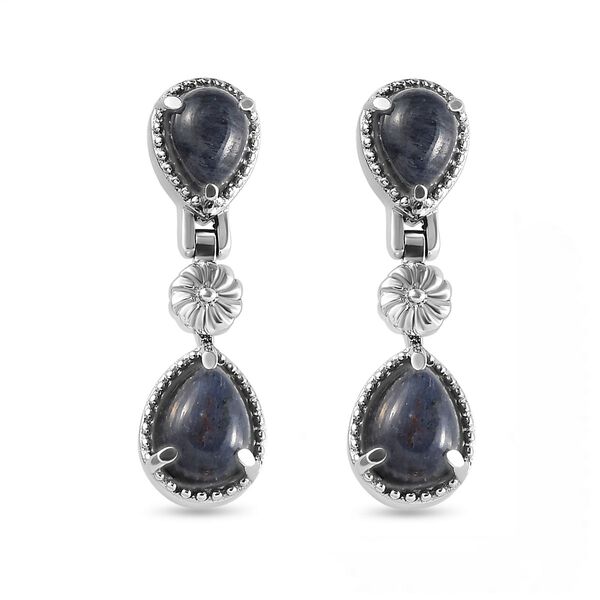 Blaue Aventurin-Ohrringe, Edelstahl ca. 5.35 ct image number 0