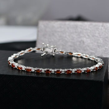 D'Joy AAA Hessonit Granat und Zirkon 19cm Armband - 9,20 ct.