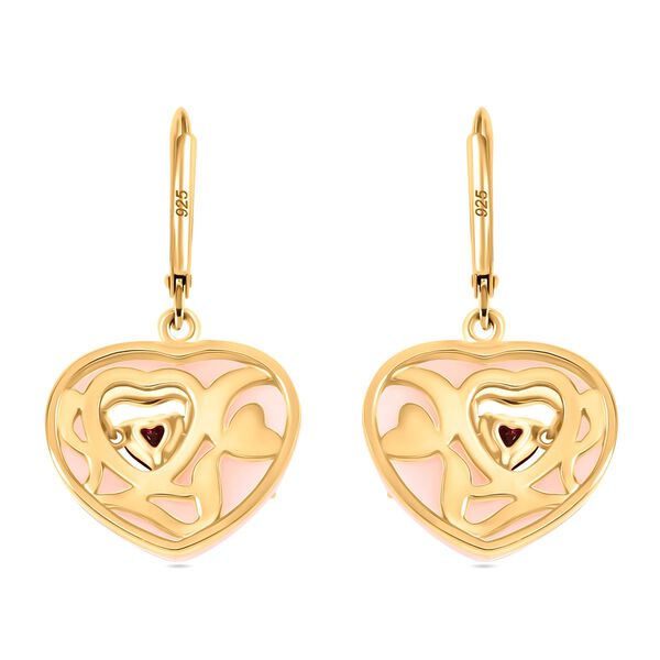 Wei&szlig;e Jade, Rhodolith Granat Ohrringe 925 Silber Gelbgold Vermeil ca. 17,00 ct image number 5