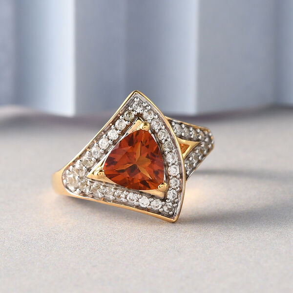 Madeira Citrin und Zirkon Ring 925 Silber vergoldet  ca. 1,61 ct image number 2