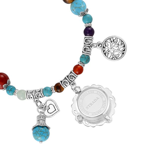 STRADA - Japanisches Uhrwerk, Mehrfarbig Edelsteine, Weißer Kristall Flexible Uhr 18.5 cm 316L Edelstahl ca. 25.30 ct image number 4