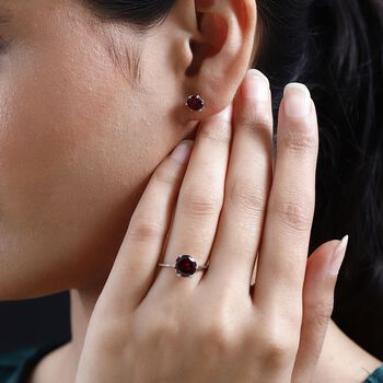 Roter Granat Schmuckset, 925 Silber platiniert ca. 4,14 ct.