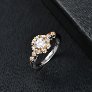 D&rsquo;Joy Moissanit zweifarbiger Ring - 0,74 ct.